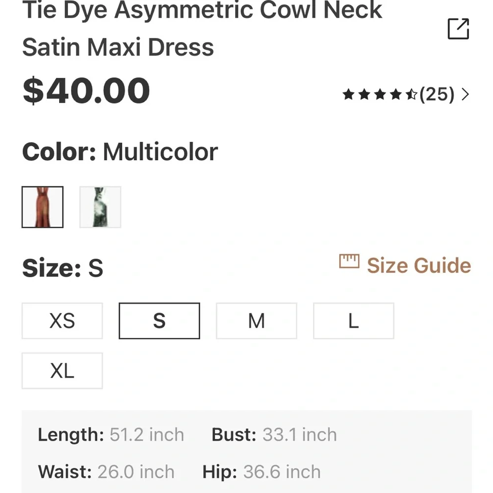 Tie Dye Asymmetric Cowl Neck
Satin Maxi Dress - Picture 7 of 8